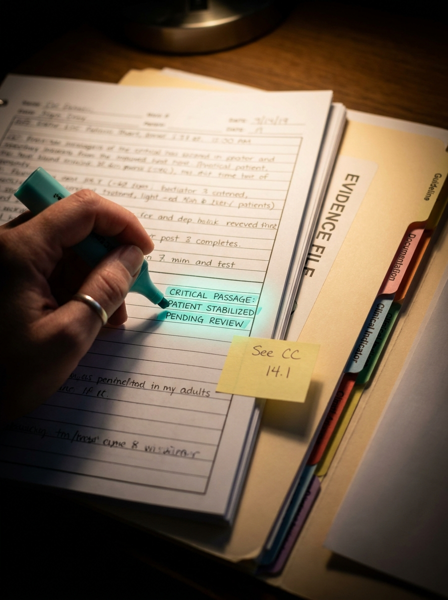 Focused professional reviewing coding guidelines